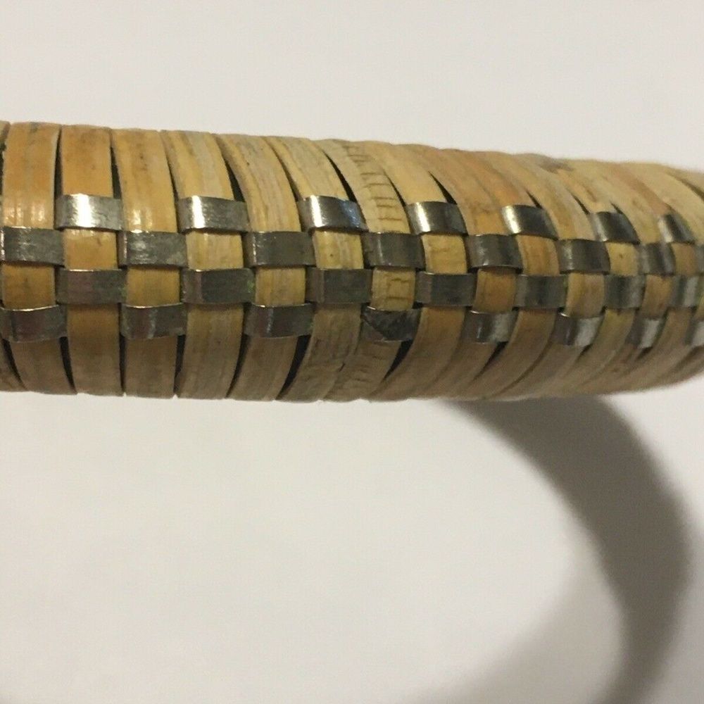 Bohemian Artisan Bamboo Bangle bracelet woven wood - Picture 3 of 7